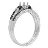 0.65 Carat (ctw) 10K White Gold Round Black & White Diamond Ladies Semi Mount Bridal Engagement Ring Set (No Center Stone)