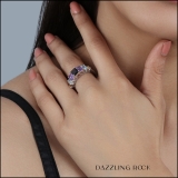 2.50 CT Sterling Silver Ladies Emerald Cut Multi Color Gemstone Engagement Ring