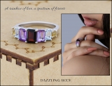 2.50 CT Sterling Silver Ladies Emerald Cut Multi Color Gemstone Engagement Ring