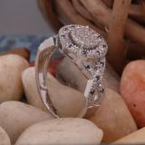 0.34 Carat (ctw) Sterling Silver Round Blue Sapphire & White Diamond Ladies Micro Pave Engagement Ring 1/3 CT