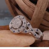 0.34 Carat (ctw) Sterling Silver Round Blue Sapphire & White Diamond Ladies Micro Pave Engagement Ring 1/3 CT
