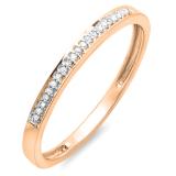 0.09 Carat (ctw) 14K Rose Gold Round White Diamond Ladies Wedding Anniversary Stackable Band