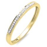 0.09 Carat (ctw) 14K Yellow Gold Round White Diamond Ladies Wedding Anniversary Stackable Band