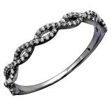 0.18 Carat (ctw) Black Rhodium Plated 10K White Gold Round Diamond Ladies Swirl Anniversary Wedding Band Stackable Ring 1/5 CT