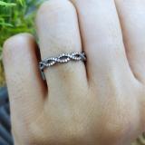 0.18 Carat (ctw) Black Rhodium Plated 10K White Gold Round Diamond Ladies Swirl Anniversary Wedding Band Stackable Ring 1/5 CT