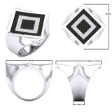 0.40 Carat (ctw) Sterling Silver Round Black & White Diamond Men's Hip Hop Micro Pave Anniversary Wedding Band