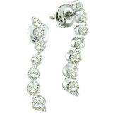0.45 Carat (ctw) 10K White Gold Brilliant White Diamond Ladies Journery Drop Earrings 1/2 CT
