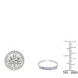 0.50 Carat (ctw) Sterling Silver Round Cut Tanzanite Ladies Wedding Band Anniversary Ring 1/2 CT