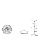 0.30 Carat (ctw) Sterling Silver Round Cut Tanzanite Ladies Wedding Band Anniversary Ring 1/3 CT