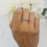 0.30 Carat (ctw) Sterling Silver Round Cut Tanzanite Ladies Wedding Band Anniversary Ring 1/3 CT