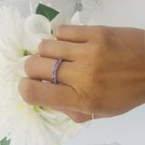 0.30 Carat (ctw) Sterling Silver Round Cut Tanzanite Ladies Wedding Band Anniversary Ring 1/3 CT