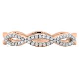 0.20 Carat (ctw) 14K Rose Gold Round Diamond Ladies Infinity Crossover Swirl Wedding Band