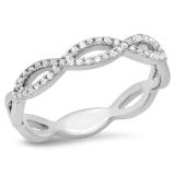 0.20 Carat (ctw) Sterling Silver Round Cut Diamond Ladies Infinity Crossover Swirl Wedding Band Anniversary Ring