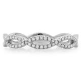 0.20 Carat (ctw) Sterling Silver Round Cut Diamond Ladies Infinity Crossover Swirl Wedding Band Anniversary Ring