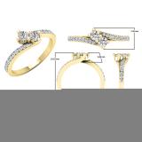 0.50 Carat (ctw) 10K Yellow Gold Round White Diamond Ladies Two Stone Bypass Style Bridal Engagement Ring 1/2 CT