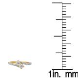 0.50 Carat (ctw) 10K Yellow Gold Round White Diamond Ladies Two Stone Bypass Style Bridal Engagement Ring 1/2 CT