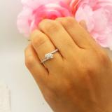 0.50 Carat (ctw) 14K White Gold Round White Diamond Ladies Two Stone Bypass Style Bridal Engagement Ring 1/2 CT