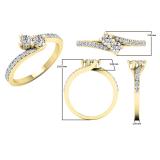 0.50 Carat (ctw) 14K Yellow Gold Round White Diamond Ladies Two Stone Bypass Style Bridal Engagement Ring 1/2 CT
