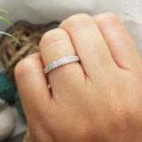 0.22 Carat (ctw) 10K White Gold Round White Diamond Ladies Double Row Anniversary Wedding Band 1/5 CT