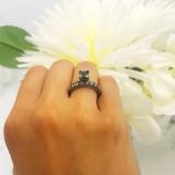 1.45 Carat (ctw) Black Rhodium Plated 10K White Gold Princess & Round Cut Black and White Diamond Ladies Bridal Solitaire Engagement Ring With Matching Wedding Band Set 1 1/2 CT