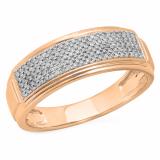 0.30 Carat (ctw) 10K Rose Gold Round White Diamond Men's Micro Pave Hip Hop Wedding Band 1/3 CT