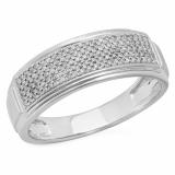 0.30 Carat (ctw) 10K White Gold Round White Diamond Men's Micro Pave Hip Hop Wedding Band 1/3 CT