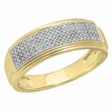 0.30 Carat (ctw) 18K Yellow Gold Round White Diamond Men's Micro Pave Hip Hop Wedding Band 1/3 CT