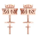 0.85 Carat (ctw) 18K Rose Gold Heart Shaped Morganite & Round White Diamond Ladies Halo Stud Earrings