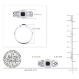 0.25 Carat (ctw) Sterling Silver Round Cut Black & White Diamond Ladies Bridal Swirl Cluster milgrain Engagement Ring 1/4 CT