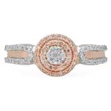 0.45 Carat (ctw) Two Tone Rose Gold Plated 10K White Gold Round White Diamond Ladies Swirl Split Shank Bridal Cluster Engagement Ring
