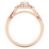 0.85 Carat (ctw) 18K Rose Gold Round Cut White Diamond Ladies Swirl Bridal Halo Engagement Ring