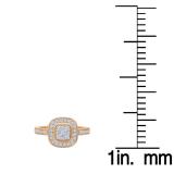 0.45 Carat (ctw) 10K Rose Gold Round Cut White Diamond Ladies Cluster Style Milgrain Bridals Engagement Ring 1/2