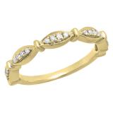 0.20 Carat (ctw) 10K Yellow Gold Round White Diamond Ladies Vintage Style Anniversary Wedding Stackable Band