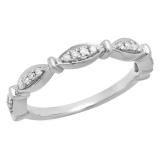 0.20 Carat (ctw) 14K White Gold Round White Diamond Ladies Vintage Style Anniversary Wedding Stackable Band