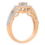 1.00 Carat (ctw) 14K Rose Gold Round Cut White Diamond Ladies Bridal Split Shank Halo Style Engagement Ring 1 CT