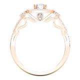 1.00 Carat (ctw) 14K Rose Gold Round Cut White Diamond Ladies Bridal Split Shank Halo Style Engagement Ring 1 CT