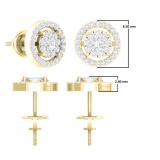 0.40 Carat (ctw) 10K Yellow Gold Round Cut White Diamond Ladies Cluster Flower Stud Earrings