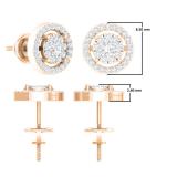 0.40 Carat (ctw) 14K Rose Gold Round Cut White Diamond Ladies Cluster Flower Stud Earrings