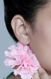 0.06 Carat (ctw) 10K White Gold Round White Diamond Ladies Horse Shoe Earrings