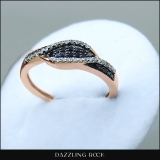 0.22 Carat (ctw) 10K Rose Gold Round Black & White Diamond Ladies Cocktail Right Hand Ring 1/4 CT