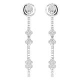 0.55 Carat (ctw) Sterling Silver White Diamond Ladies J Shape Hoop Earrings 1/2 CT