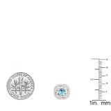 2.25 Carat (ctw) 10K Rose Gold Round Cut Aquamarine & White Diamond Ladies Halo Style Stud Earrings
