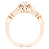 0.50 Carat (ctw) 10K Rose Gold Round White Diamond Ladies Milgrain Bridal Engagement Ring With Matching Band Set 1/2 CT