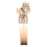 0.50 Carat (ctw) 10K Rose Gold Round White Diamond Ladies Milgrain Bridal Engagement Ring With Matching Band Set 1/2 CT