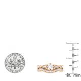 0.50 Carat (ctw) 10K Rose Gold Round White Diamond Ladies Milgrain Bridal Engagement Ring With Matching Band Set 1/2 CT