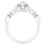 0.50 Carat (ctw) 10K White Gold Round White Diamond Ladies Milgrain Bridal Engagement Ring With Matching Band Set 1/2 CT