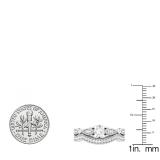 0.50 Carat (ctw) 10K White Gold Round White Diamond Ladies Milgrain Bridal Engagement Ring With Matching Band Set 1/2 CT
