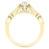 0.50 Carat (ctw) 18K Yellow Gold Round White Diamond Ladies Milgrain Bridal Engagement Ring With Matching Band Set 1/2 CT