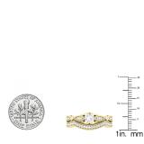 0.50 Carat (ctw) 18K Yellow Gold Round White Diamond Ladies Milgrain Bridal Engagement Ring With Matching Band Set 1/2 CT