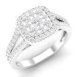 0.95 Carat (ctw) 10K White Gold Round White Diamond Ladies Split Shank Engagement Ring 1 CT